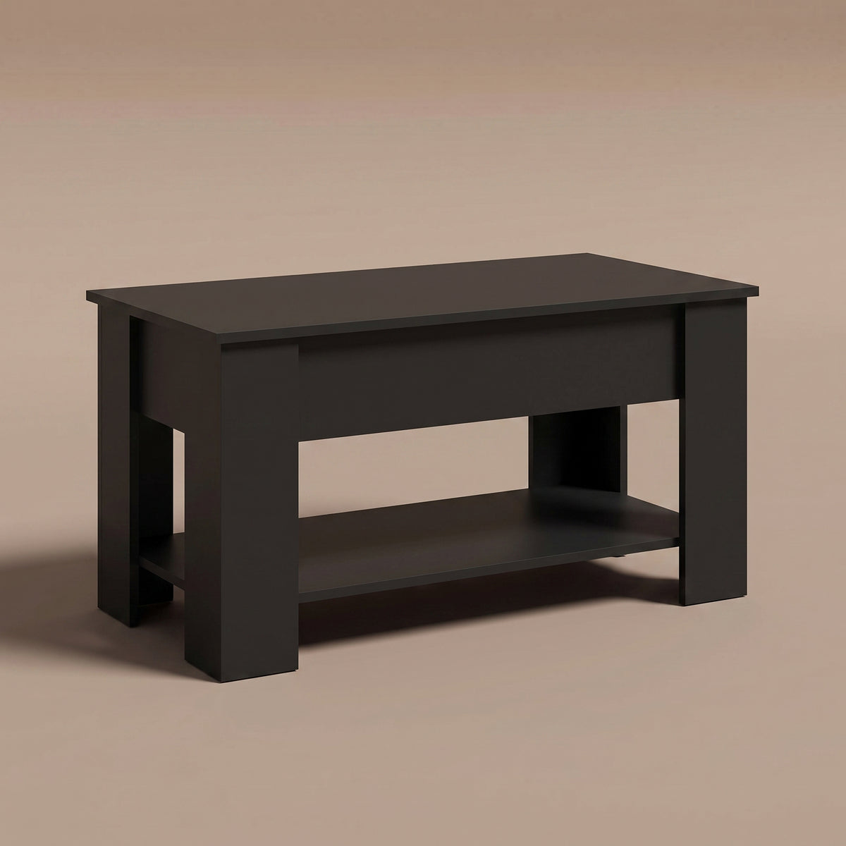 Table relevable Onda, noir, vue de trois quarts, plateau fermé #Couleur_Noir #Dimensions_101 × 49 × 52 cm
