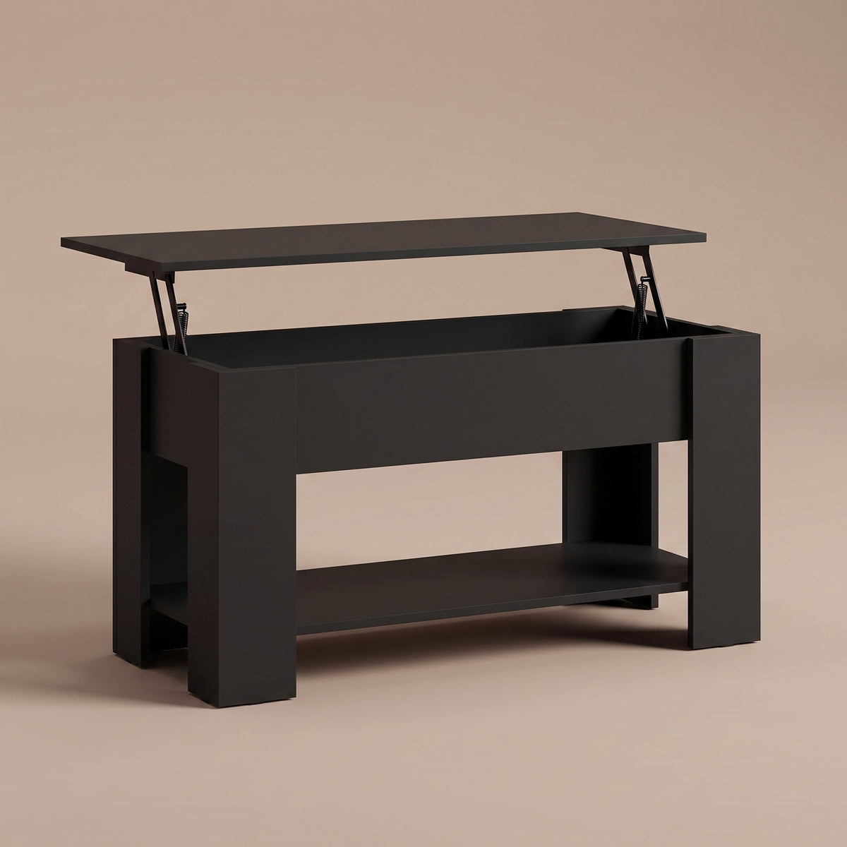 Table relevable Onda, noir, plateau relevé par vérins #Couleur_Noir #Dimensions_101 × 49 × 52 cm