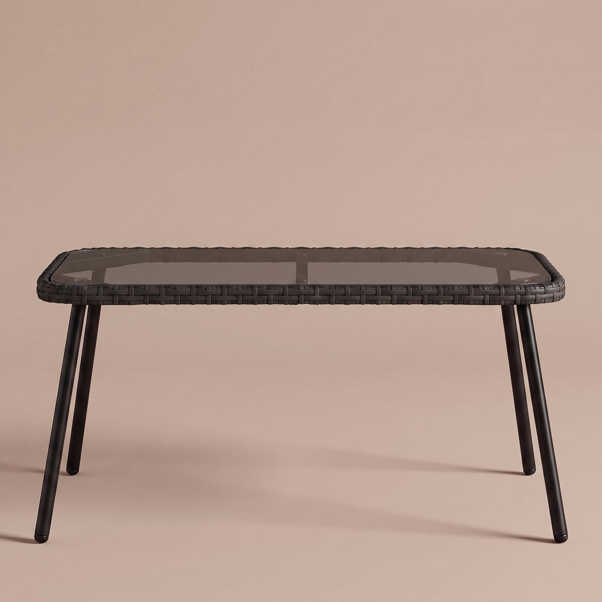 Table en polyrotin Palma, noir, vue de face #Couleur_Noir