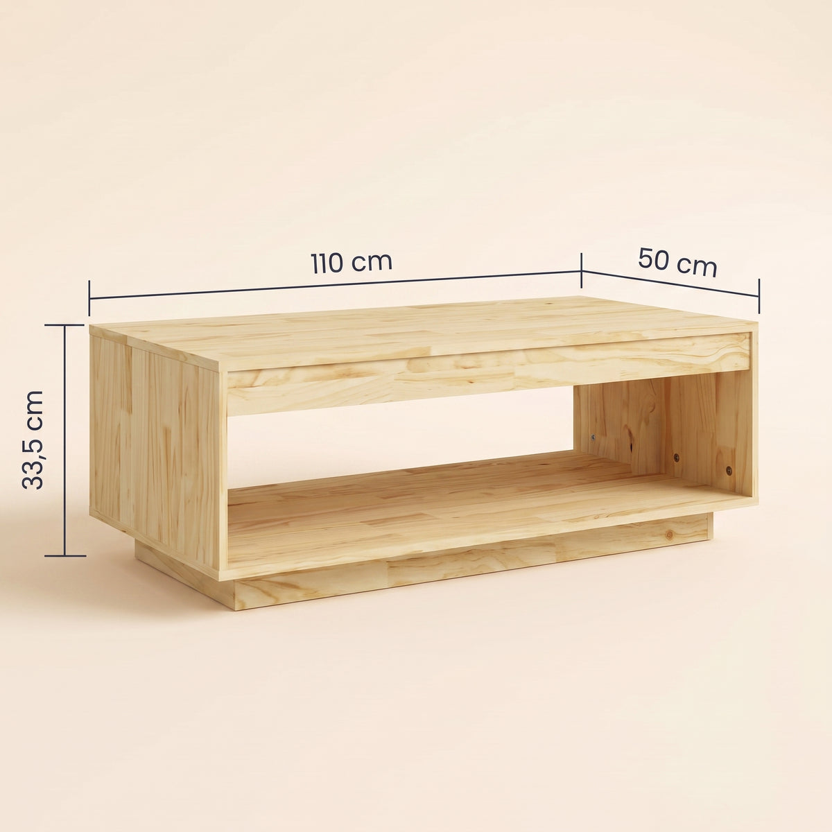 Table en pin massif Pinéa, dimensions 110 × 50 × 33,5 cm