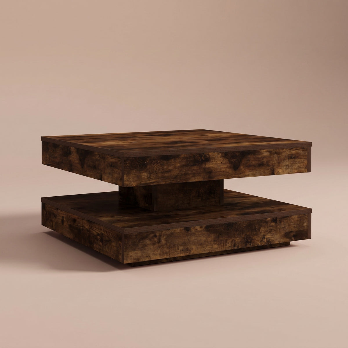 Table basse rotative Rondo, chêne fumé – vue trois quarts #Couleur_Chêne fumé