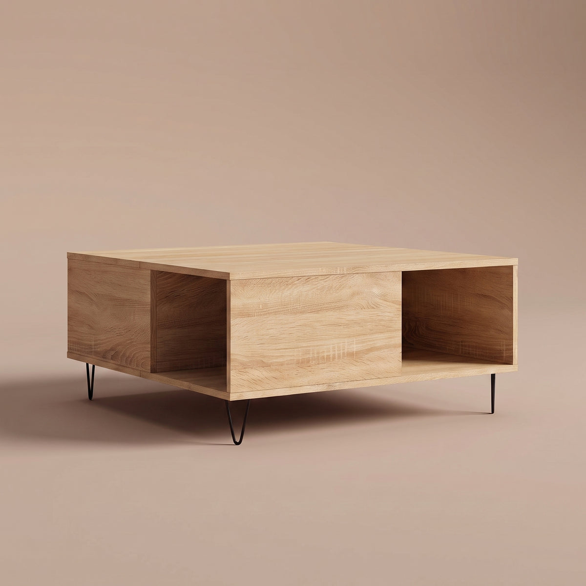 Table avec niche Savia, chêne sonoma, vue 3/4 #Couleur_Chêne sonoma