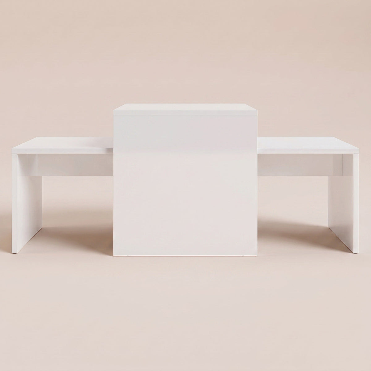 Tables gigognes Solna blanc brillant, vue de face #Couleur_Blanc brillant