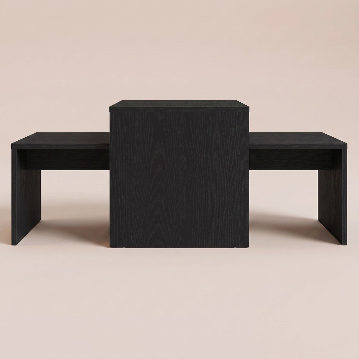 Tables gigognes Solna chêne noir, vue de face #Couleur_Chêne noir