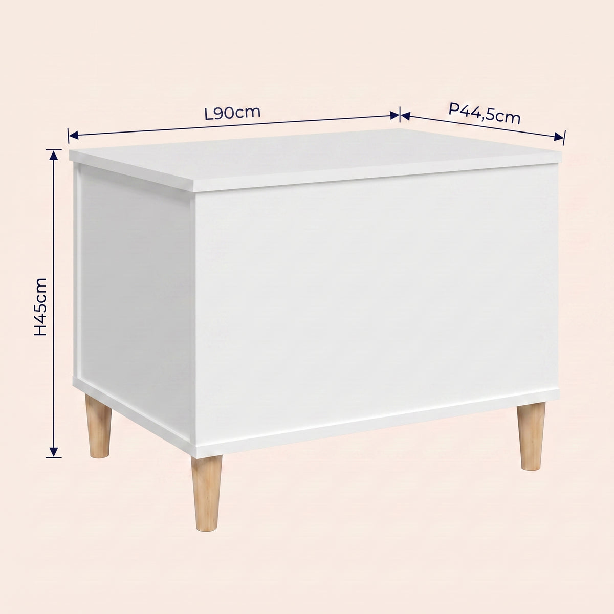 Dimensions de la table basse relevable Sylva blanc #Dimensions_90 × 44,5 × 45 cm #Couleur_Blanc
