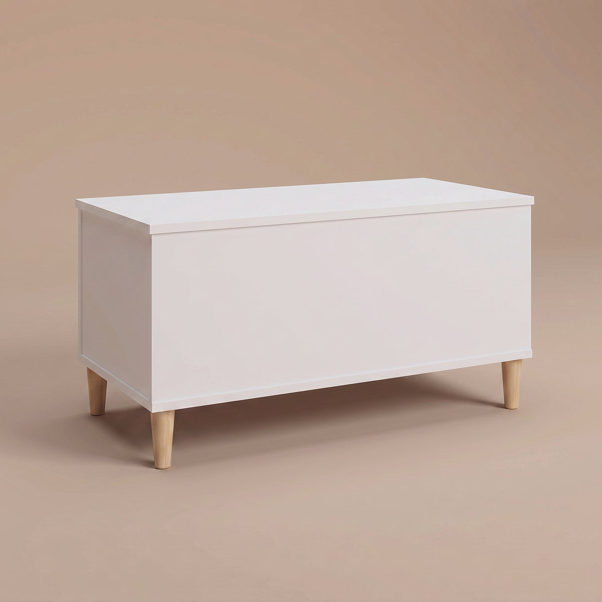 Table basse relevable Sylva blanc fermée, pieds coniques en bois naturel #Dimensions_90 × 44,5 × 45 cm #Couleur_Blanc