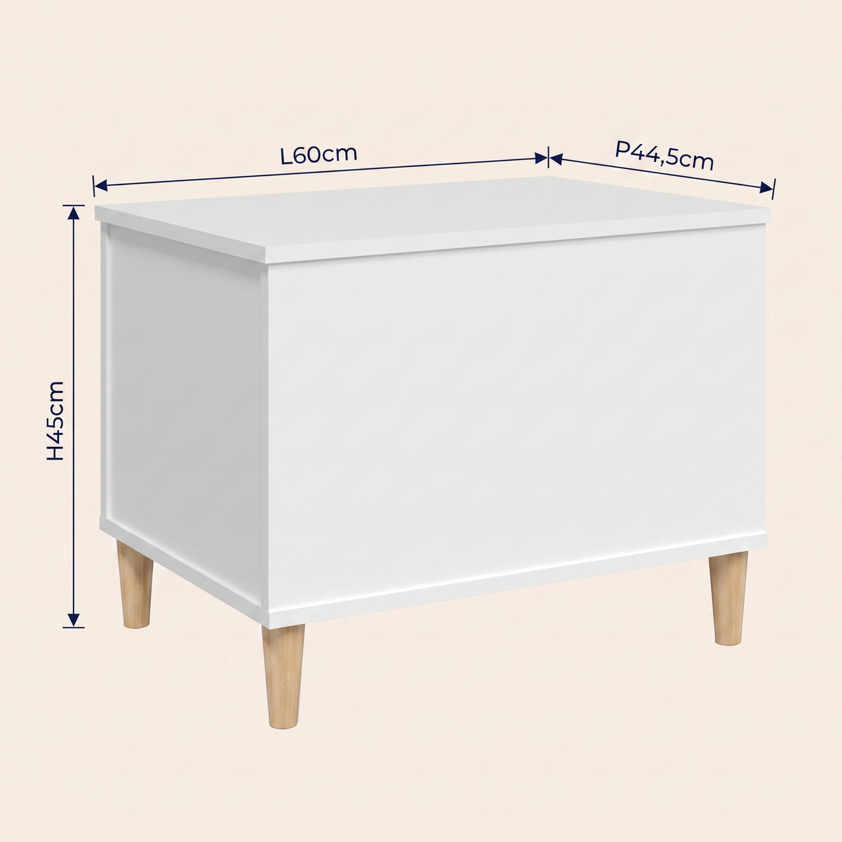 Dimensions de la table basse relevable Sylva blanc #Dimensions_60 × 44,5 × 45 cm #Couleur_Blanc