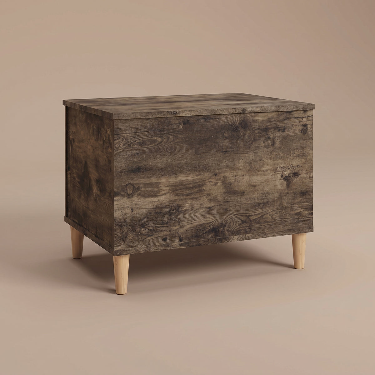 Table basse relevable Sylva chêne fumé fermée, pieds coniques en bois naturel #Dimensions_60 × 44,5 × 45 cm #Couleur_Chêne fumé