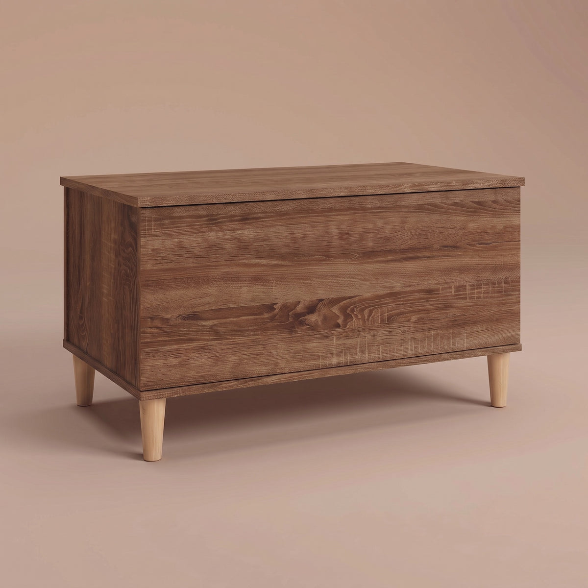 Table basse relevable Sylva chêne marron fermée, pieds coniques en bois naturel #Dimensions_90 × 44,5 × 45 cm #Couleur_Chêne marron