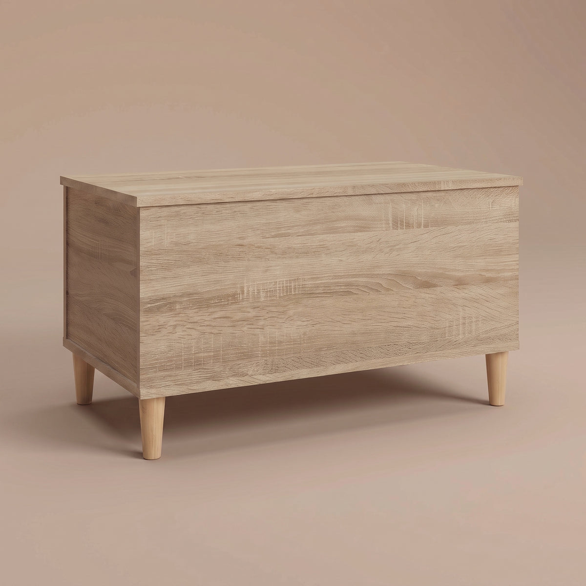 Table basse relevable Sylva chêne sonoma fermée, pieds coniques en bois naturel #Dimensions_90 × 44,5 × 45 cm #Couleur_Chêne sonoma
