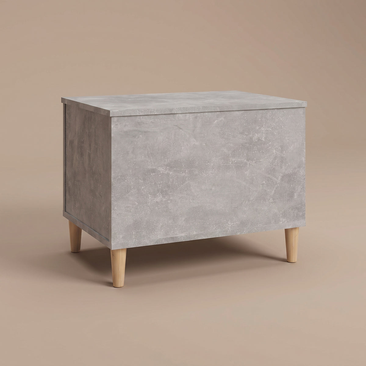 Table basse relevable Sylva gris béton fermée, pieds coniques en bois naturel #Dimensions_60 × 44,5 × 45 cm #Couleur_Gris béton