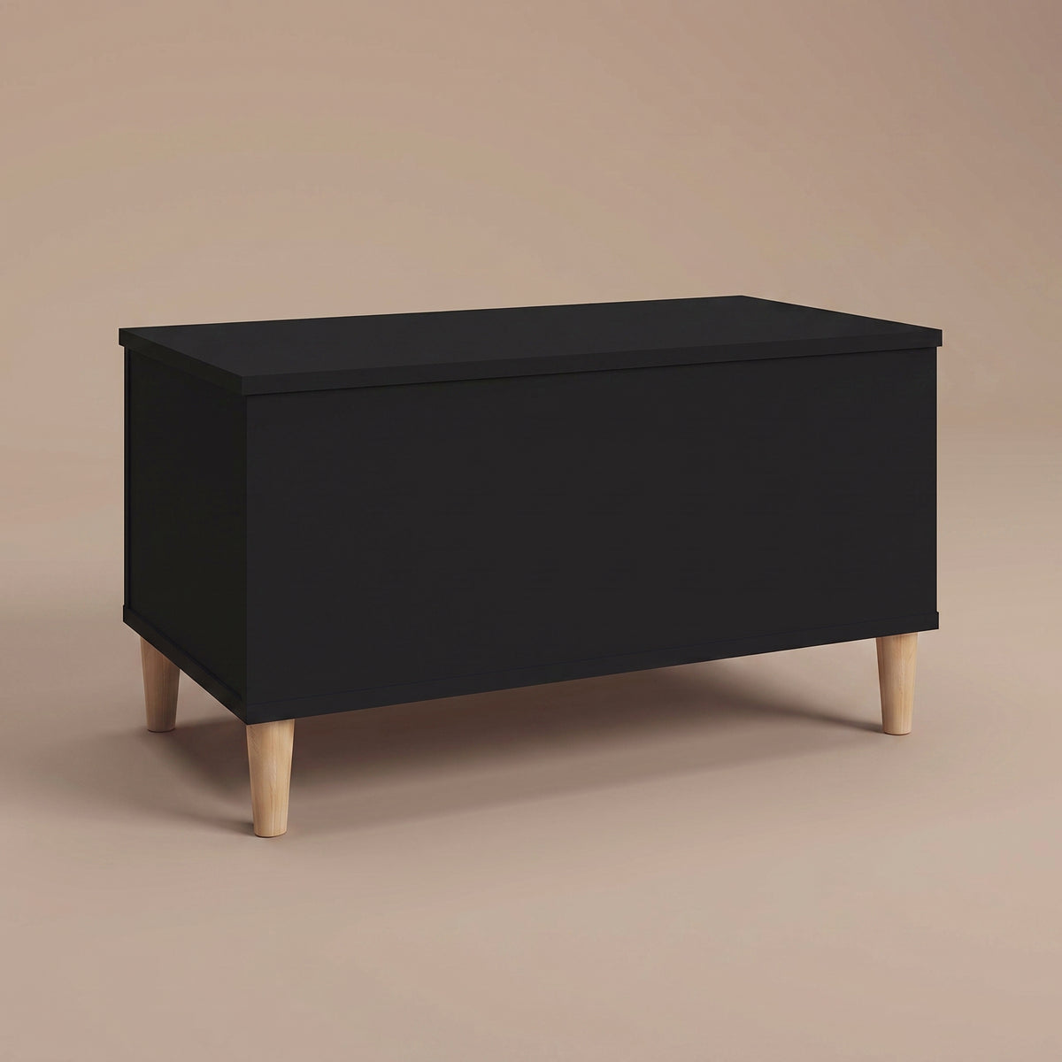 Table basse relevable Sylva noir fermée, pieds coniques en bois naturel #Dimensions_90 × 44,5 × 45 cm #Couleur_Noir
