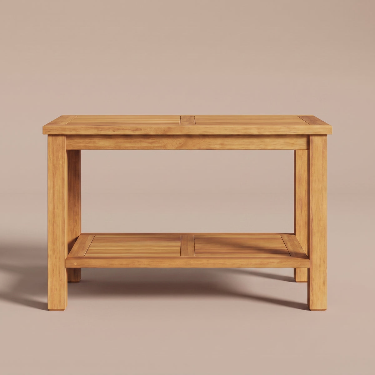Table en teck massif Timba, 70 x 40 x 45 cm, vue de face #Dimensions_70 × 40 × 45 cm