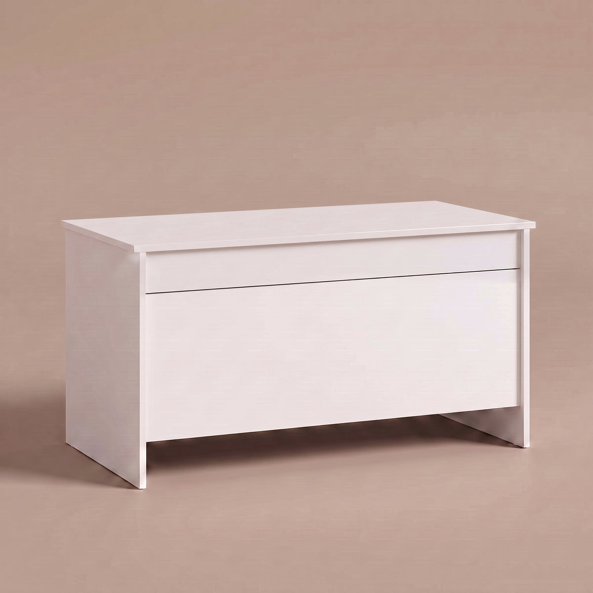 Table basse relevable Velia blanc brillant fermée, panneaux pleins sans pieds #Dimensions_80 × 55,5 × 41,5 cm #Couleur_Blanc brillant