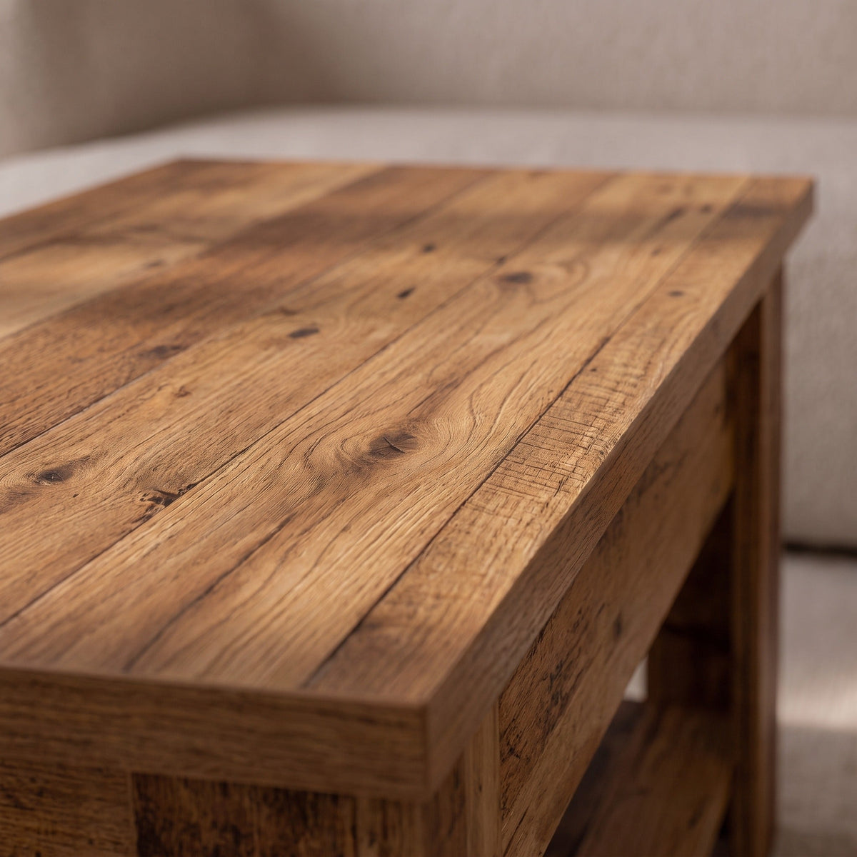 Détail de la finition vieux bois du plateau de l'Aveline 79 cm #Dimensions_79 × 49 × 41 cm #Couleur_Vieux bois